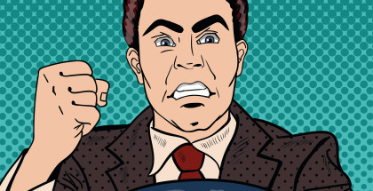 Angry Driver Man Showing his Fist Road Rage. Pop Art Vector illustration