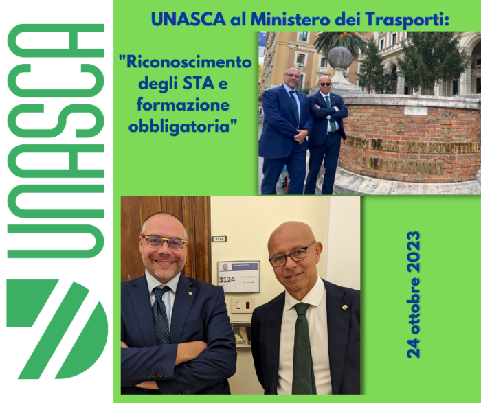 UNASCA al Ministero dei Trasporti: “Riconoscimento degli STA e formazione obbligatoria”.